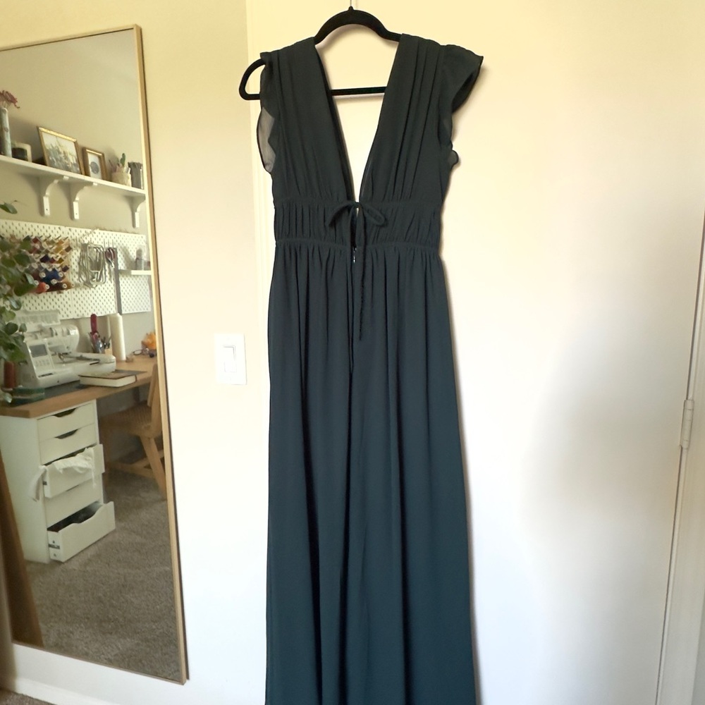 Lulus Emerald Green Low Cut Formal Maxi Dress